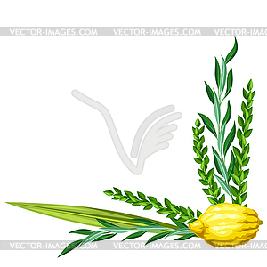 Happy Sukkot decorative frame. Holiday background - vector image