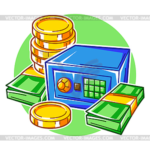 Banking with money items. Business and finance - vector clipart