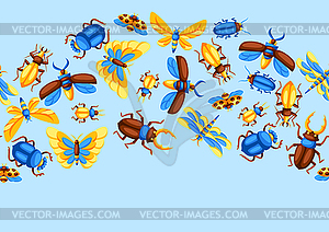 Seamless pattern with insects. Stylized butterflies - royalty-free vector clipart