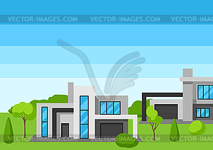 Background with modern luxury houses - vector image