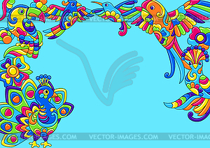 Decorative background with tropical birds. Mexican - vector clip art