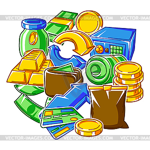 Banking background with money icons. Business - vector clipart