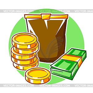 Banking with money items. Business and finance - vector image