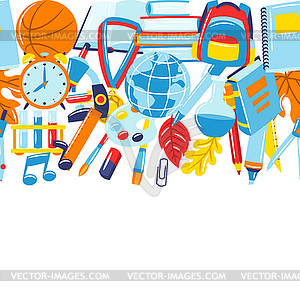 School seamless pattern with education items. - vector image