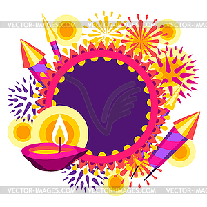 Поздравительная открытка с Дивали. Дипавали или дипавали - рисунок в векторном формате
