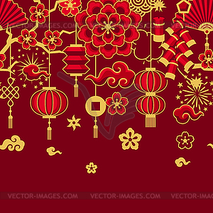 Happy Chinese New Year ceamless pattern. - vector image