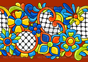 Mexican talavera seamless pattern. Decorative - vector image