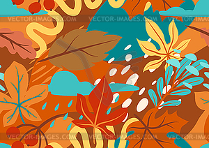 Seamless floral pattern with autumn foliage. - vector clipart