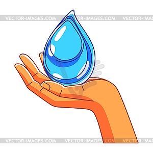 Hand holding water drop. Ecology concept for - vector clipart / vector image