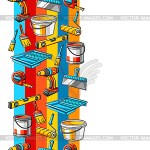 Seamless pattern with repair working tools. - vector clipart