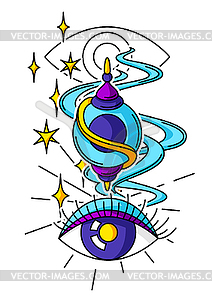 Magic amulet and all-seeing eye. Mystic, alchemy, - stock vector clipart