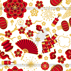 Happy Chinese New Year ceamless pattern. - vector image