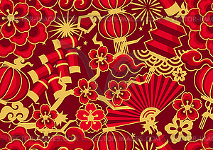 Happy Chinese New Year ceamless pattern. - vector clipart