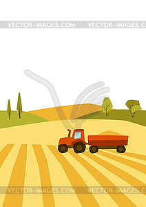 Harvested agricultural field. Autumn landscape - vector clipart