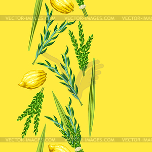 Happy Sukkot seamless pattern. Holiday background - vector EPS clipart