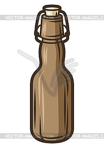 Glass beer bottle. Object in engraving style. Old - vector clip art