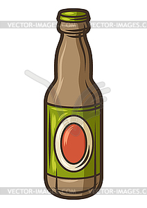 Glass beer bottle. Object in engraving style. Old - vector clipart