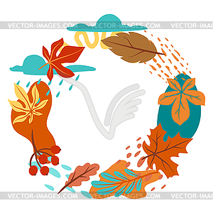 Decorative floral frame with autumn foliage. - vector clipart