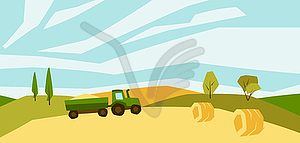 Harvested agricultural field. Autumn landscape - vector EPS clipart