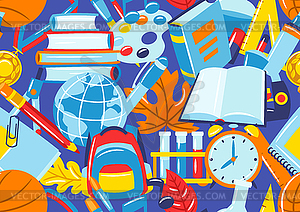 School seamless pattern with education items. - vector clip art