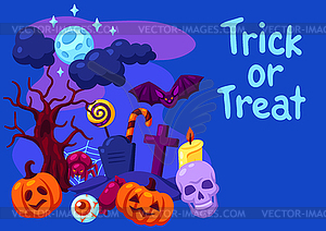 Happy Halloween greeting card with celebration - vector image