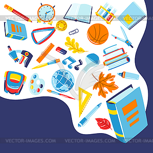 School background with education items. supplies an - royalty-free vector image