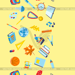 School seamless pattern with education items. - vector clip art