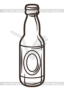 Glass beer bottle. Object in engraving style. Old - vector clipart