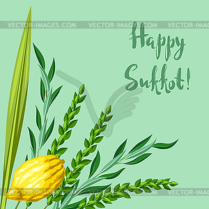 Happy Sukkot greeting card. Holiday background - vector clipart