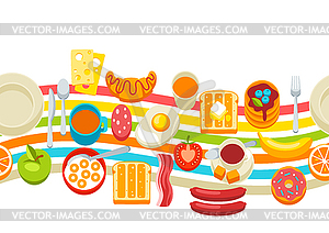 Healthy breakfast seamless pattern. Various food an - royalty-free vector image