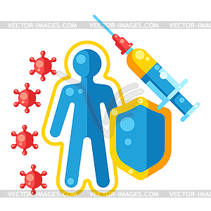 Vaccination concept . Immunization items. Health - vector image
