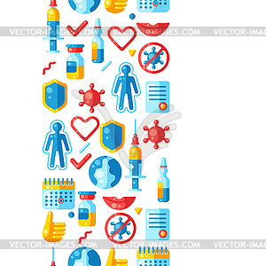 Vaccination seamless pattern with vaccine icons. - vector clip art