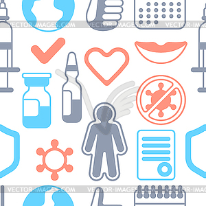 Vaccination seamless pattern with vaccine icons. - vector image