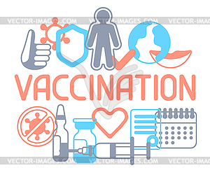 Vaccination concept background with vaccine icons. - vector clip art