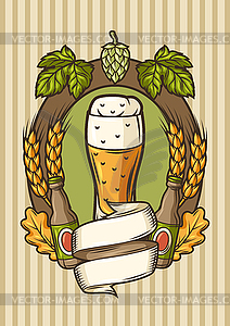 Badge for beer festival or Oktoberfest. Background - vector image