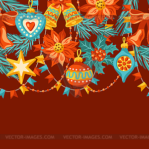 Merry Christmas seamless pattern. Holiday backgroun - vector clip art