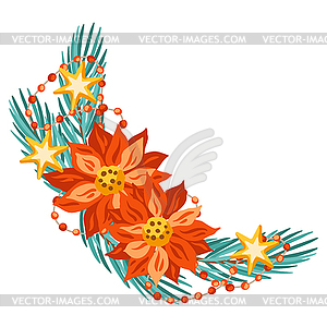 Merry Christmas decoration design. Holiday in - vector clip art