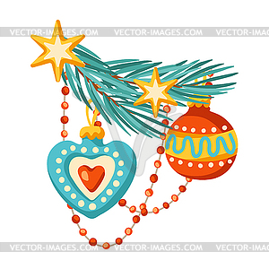 Merry Christmas decoration design. Holiday in - vector clip art