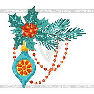 Merry Christmas decoration design. Holiday in - royalty-free vector clipart