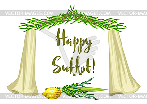 Happy Sukkot greeting card. Holiday background - vector clip art