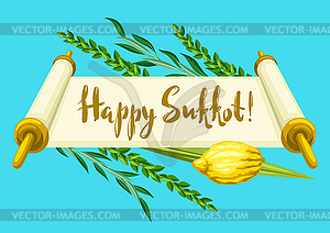 Happy Sukkot greeting card. Holiday background - royalty-free vector clipart
