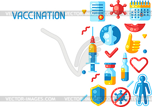 Vaccination concept background with vaccine icons. - vector EPS clipart