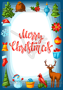 Merry Christmas frame design. Holiday decorations i - vector image