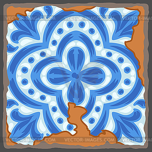 Portuguese azulejo vintage ceramic tile pattern. Ol - vector EPS clipart