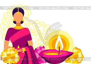 Happy Diwali greeting card. Deepavali or dipavali - vector image