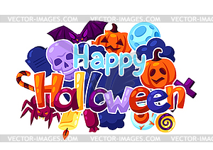 Happy Halloween greeting card with celebration - vector clipart