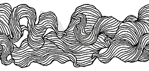 Seamless pattern with wave line curls. Monochrome - vector image