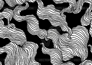 Seamless pattern with wave line curls. Monochrome - vector clipart