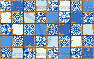 Portuguese azulejo vintage ceramic tile pattern. Ol - vector clip art