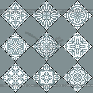 Portuguese azulejo ceramic tile seamless pattern. - vector image